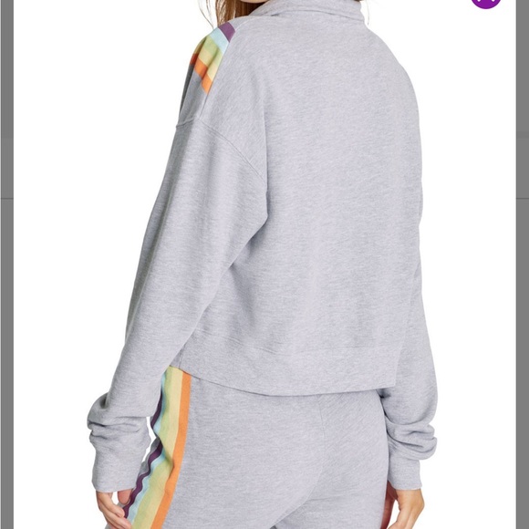 NEW IN PACKAGE- WILDFOX Rainbow Stripe Half Zip Sweatshirt - Picture 3 of 3